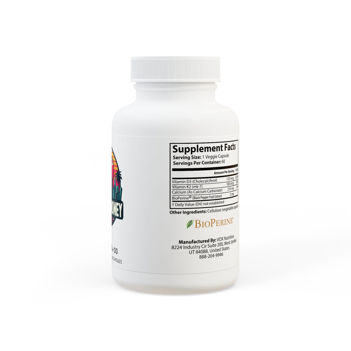Vitamin K2 + D3 Supplement (60 Capsules)